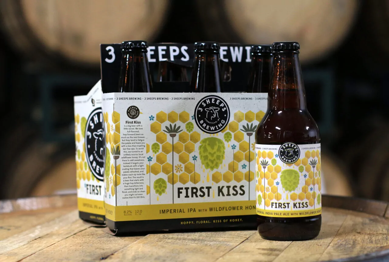 6-pack of beer with custom labels and packaging