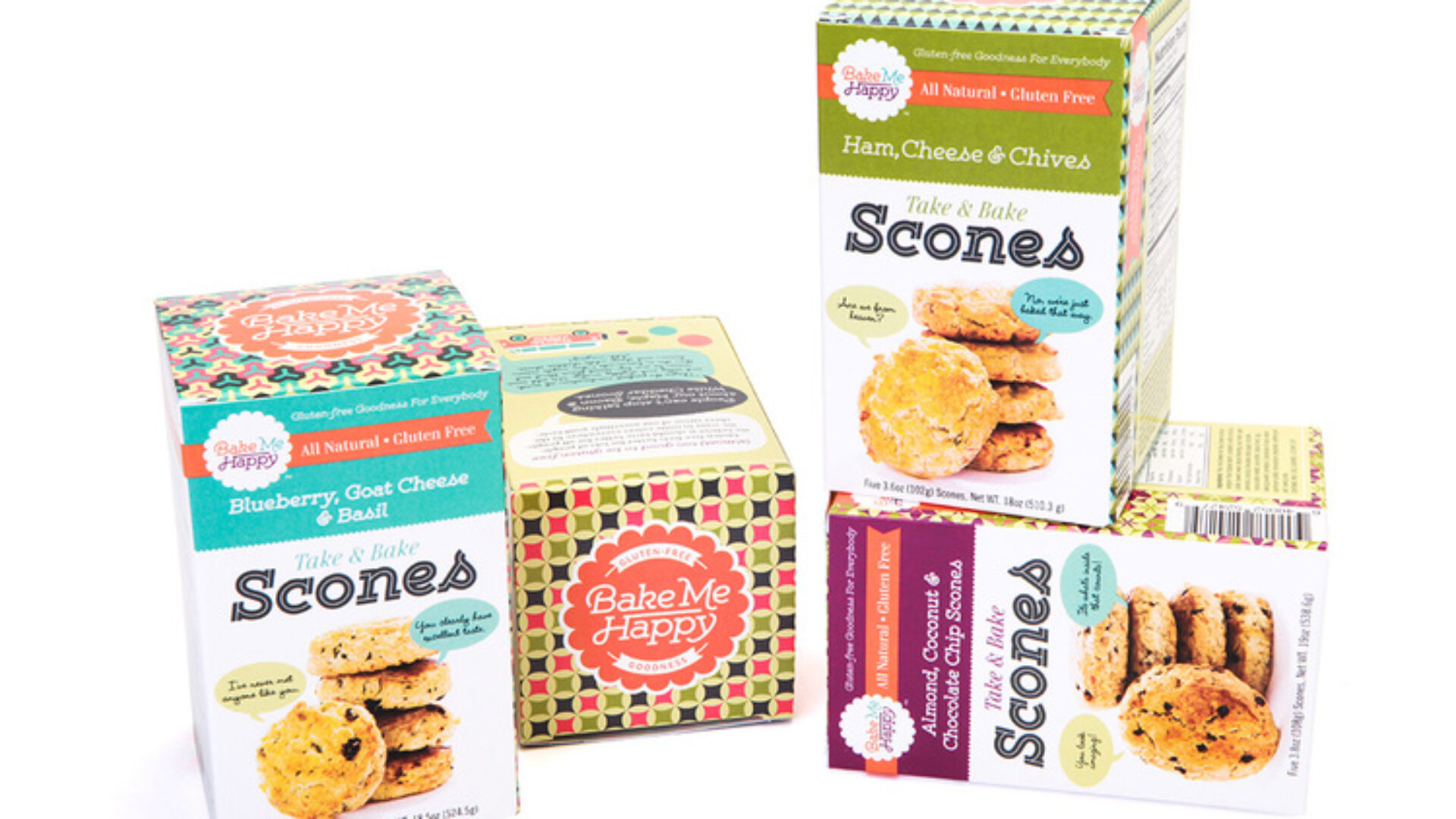 Baked goods in boxes with custom labels