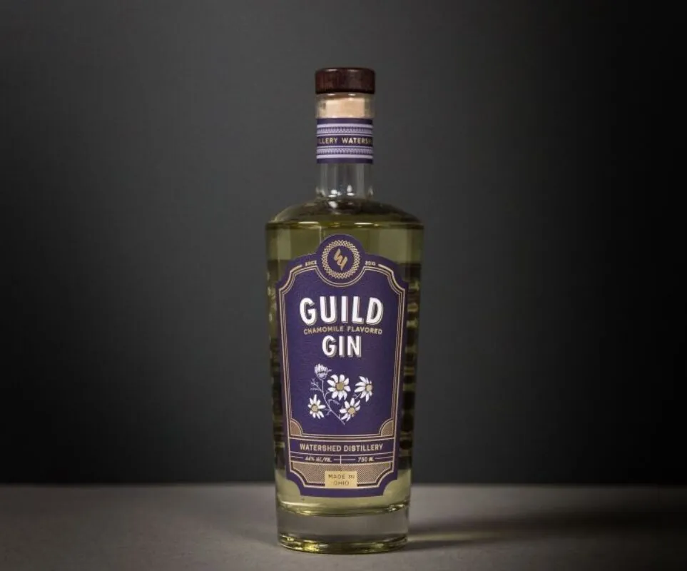 A bottle of Gin with custom labels