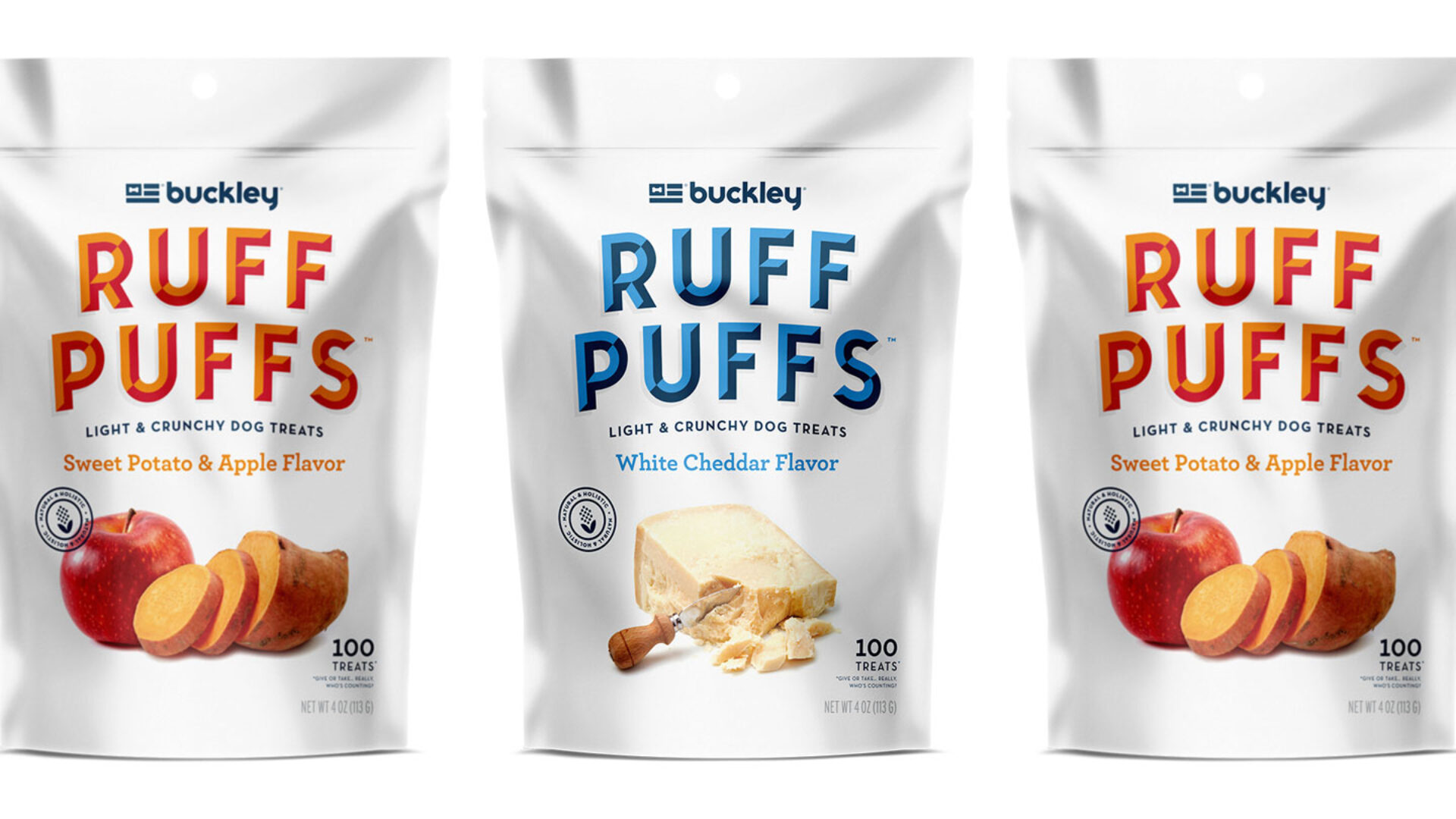 Dog treat packages with custom labels