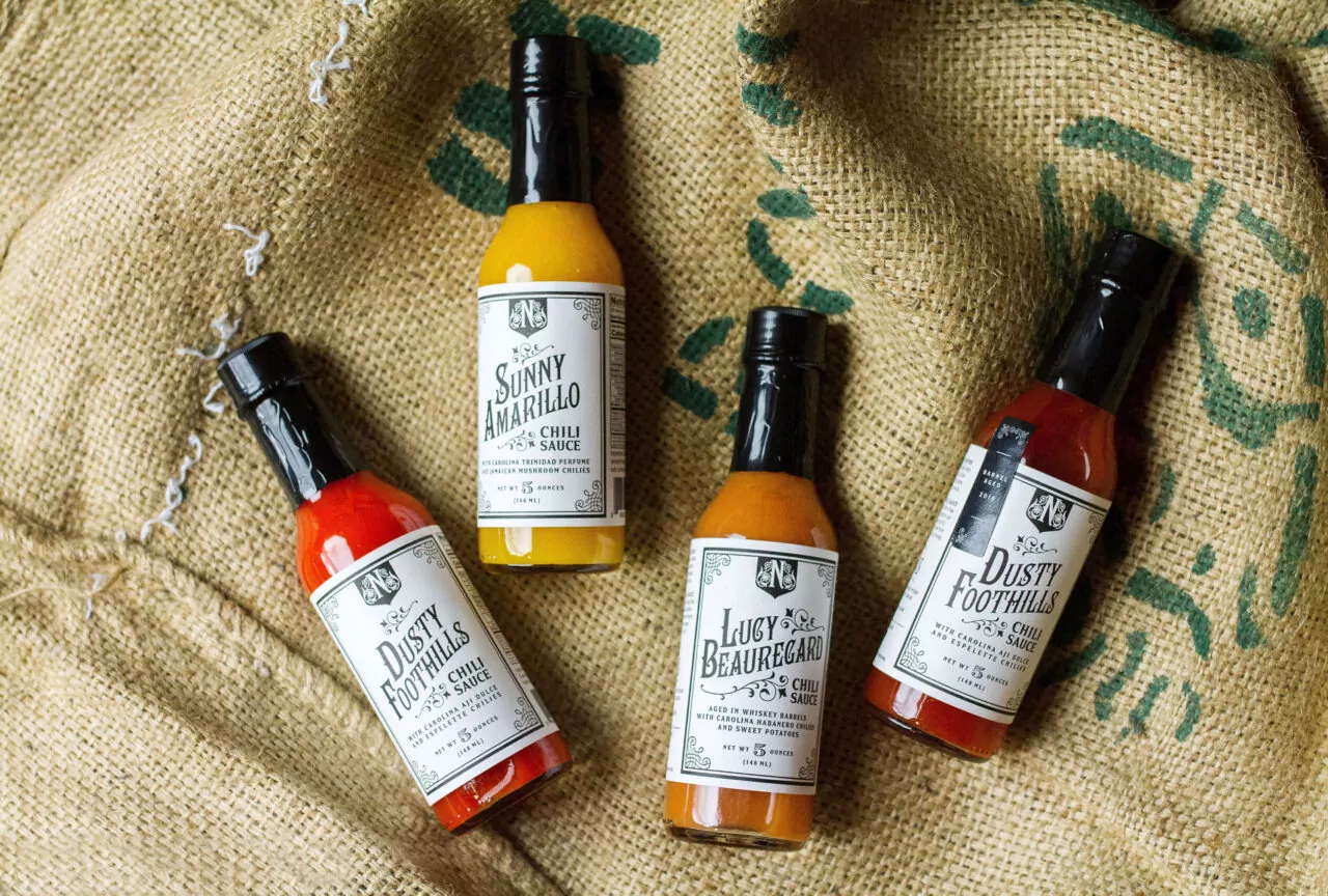 Hot Sauce Bottles with Labels