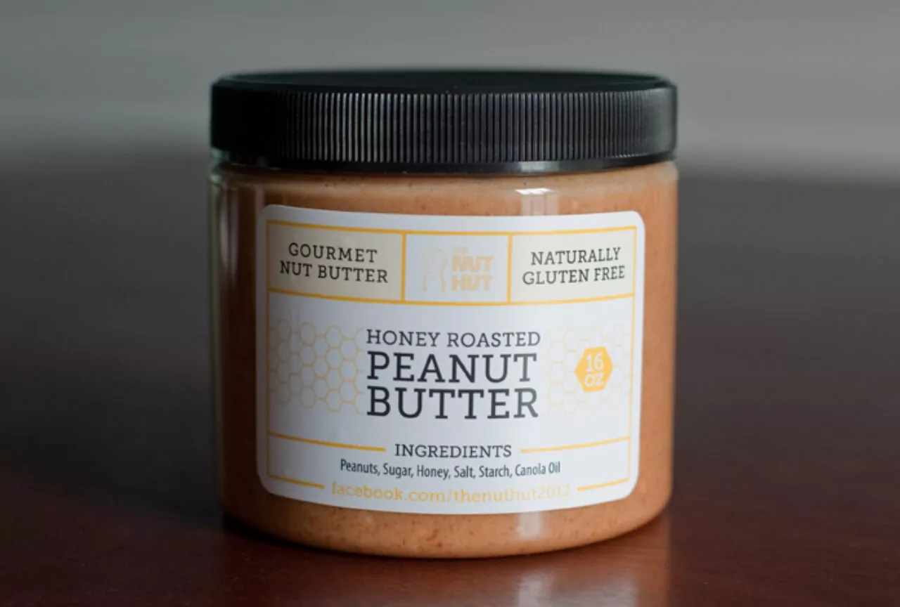 Peanut butter jar with custom label