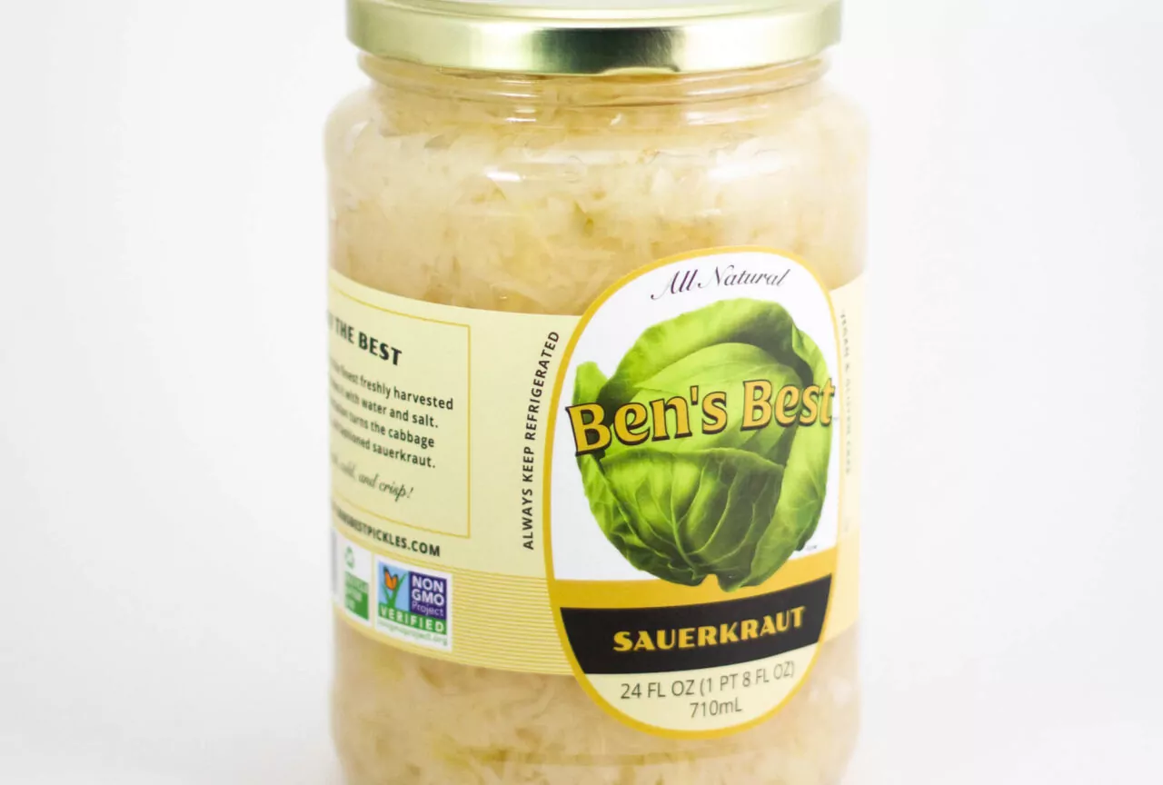 Sauerkraut jar with custom label