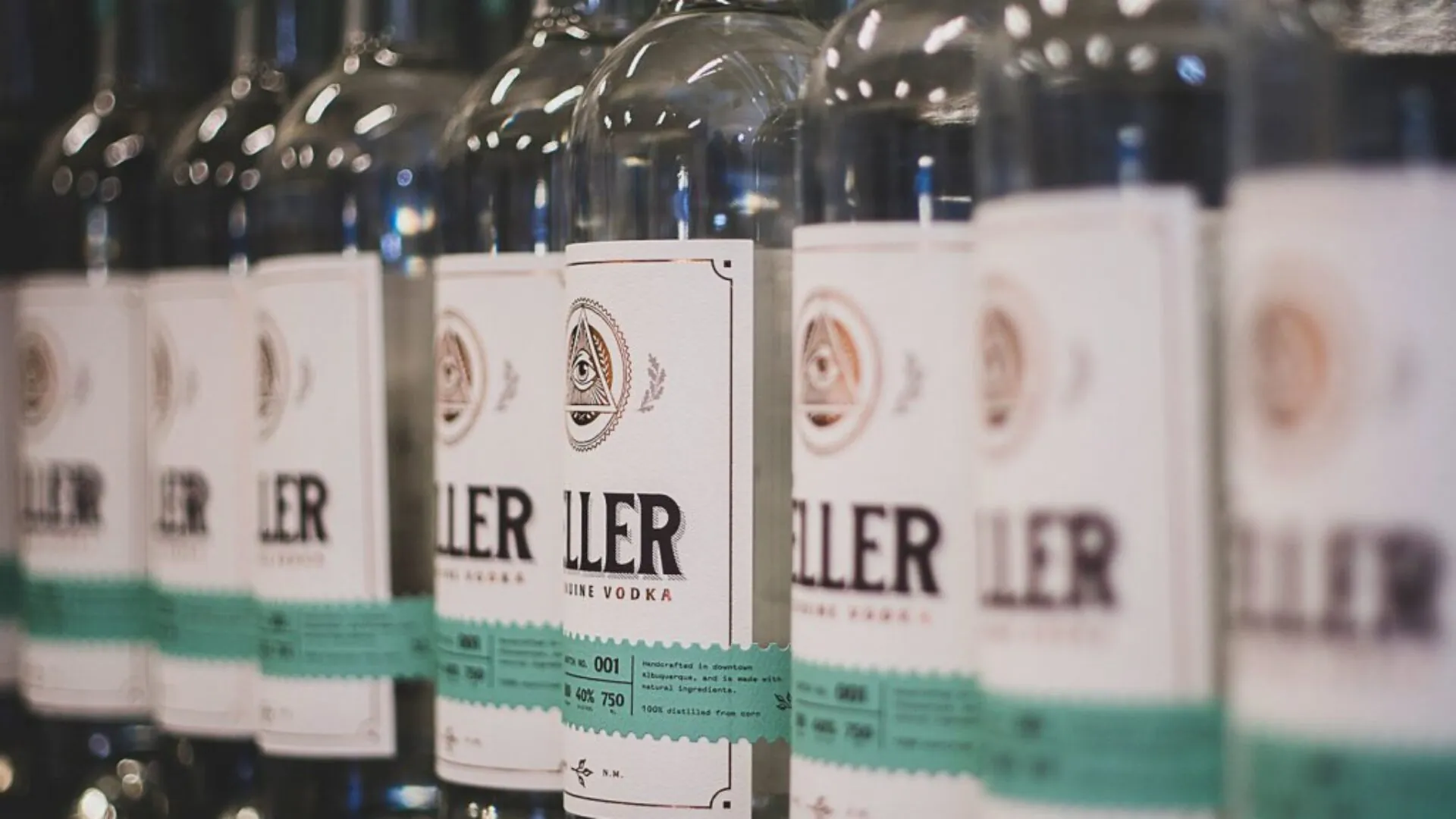 Vodka bottles with custom labels