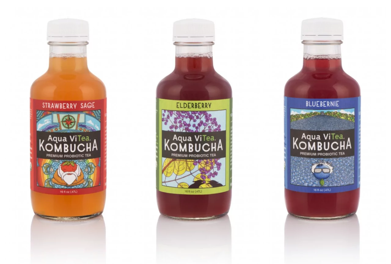 Kombucha bottle with custom labels