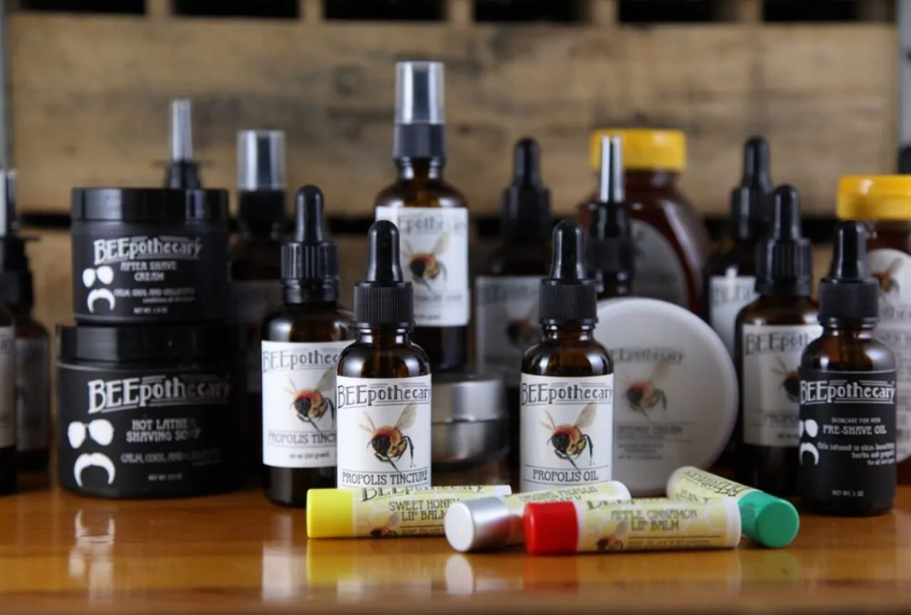 Beard oil products and lip balms with custom labels