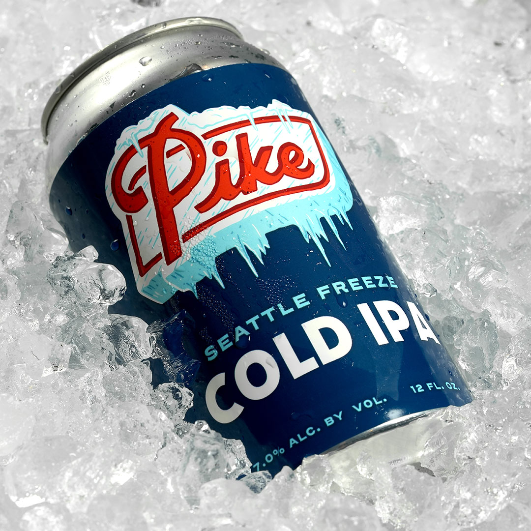 Beer can in ice with custom label