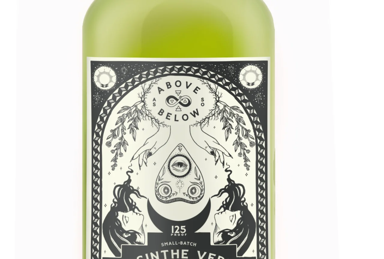 Absinthe bottle with custom label