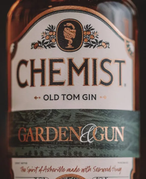 Gin bottle with custom label