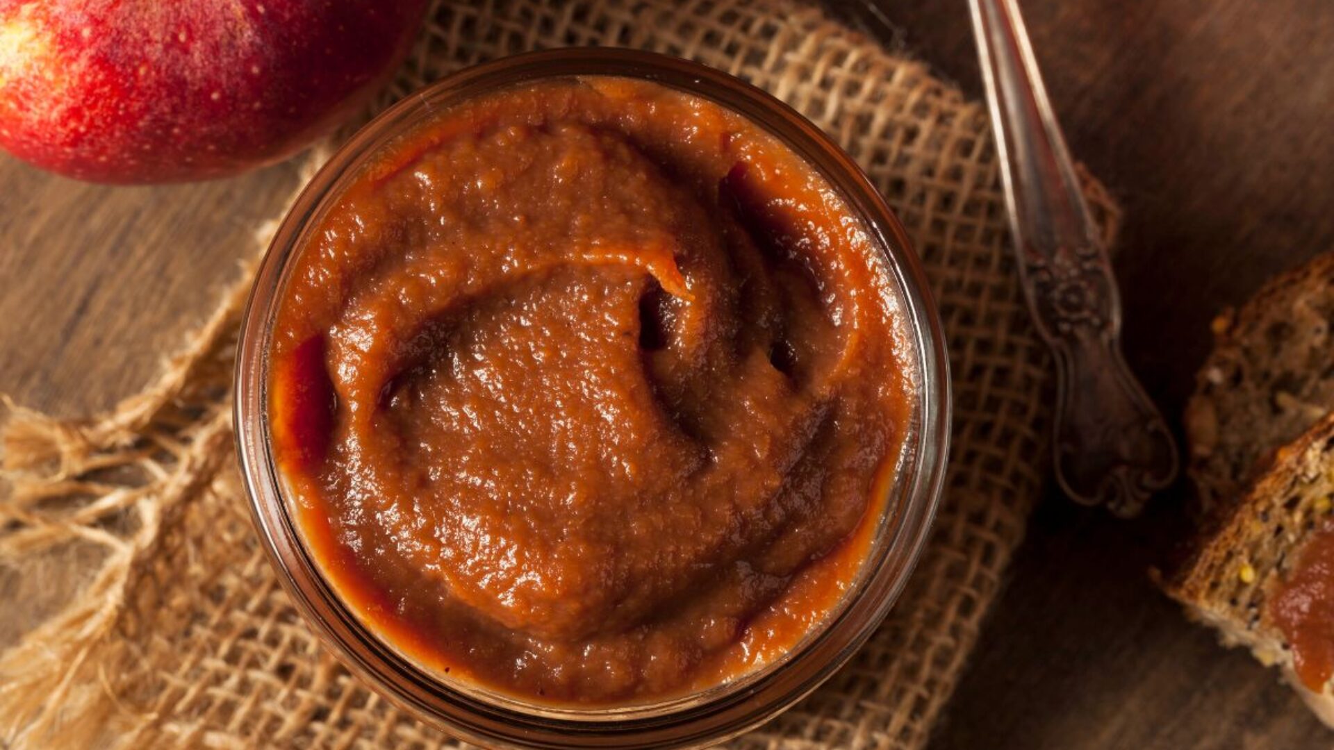 Apple butter in a jar