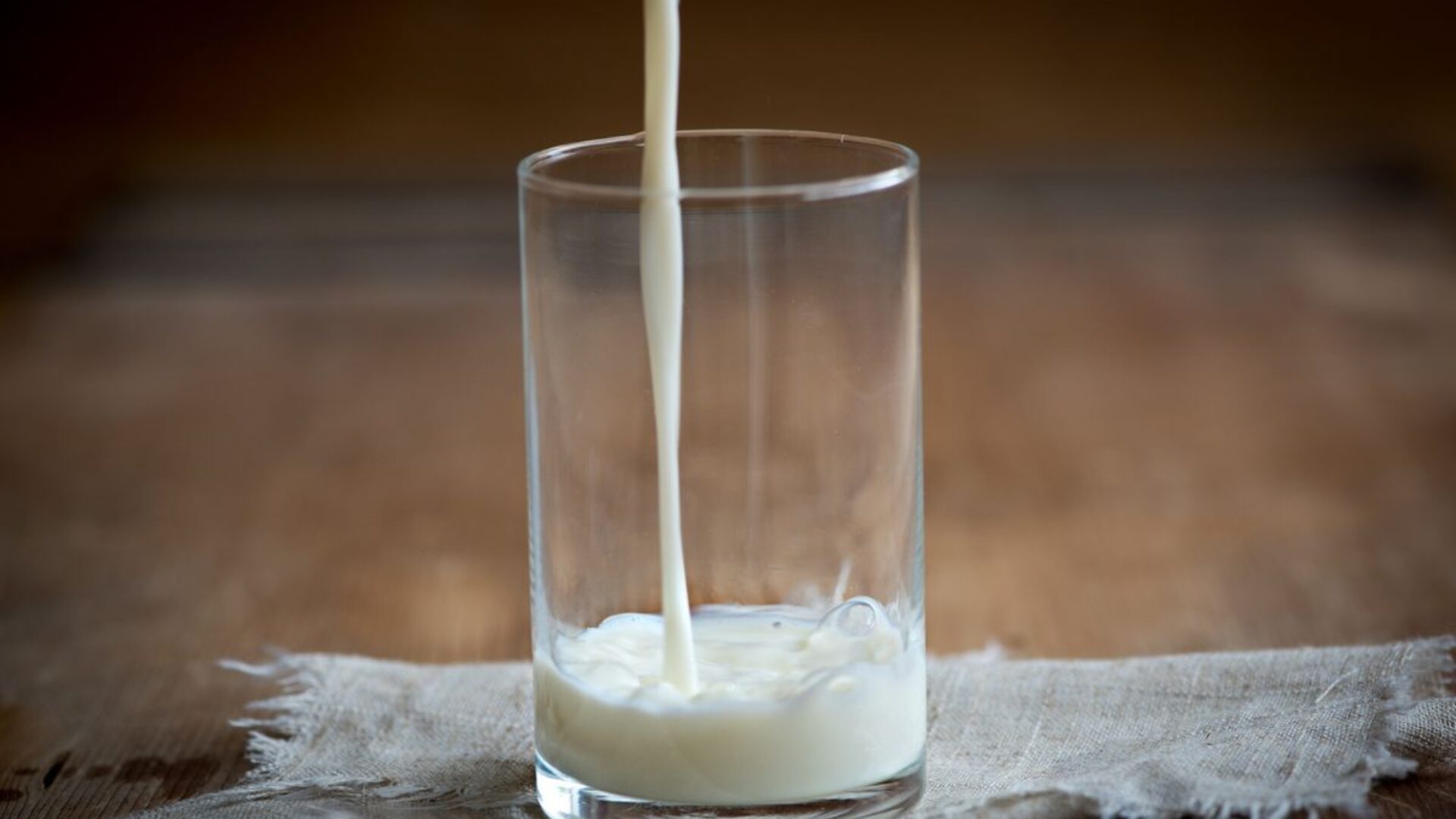 Milk poured into a glass