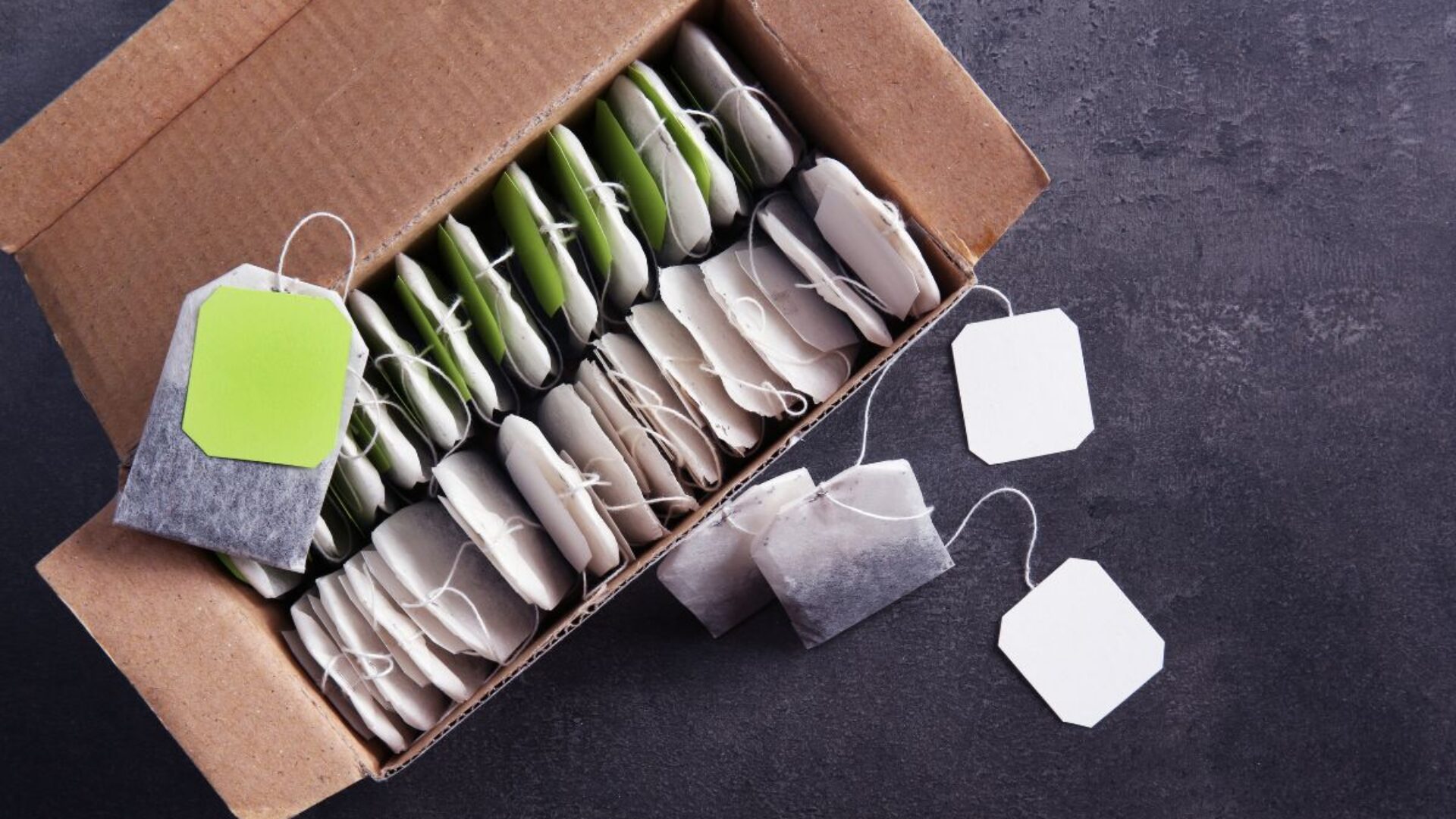 Tea bags in a packaging box