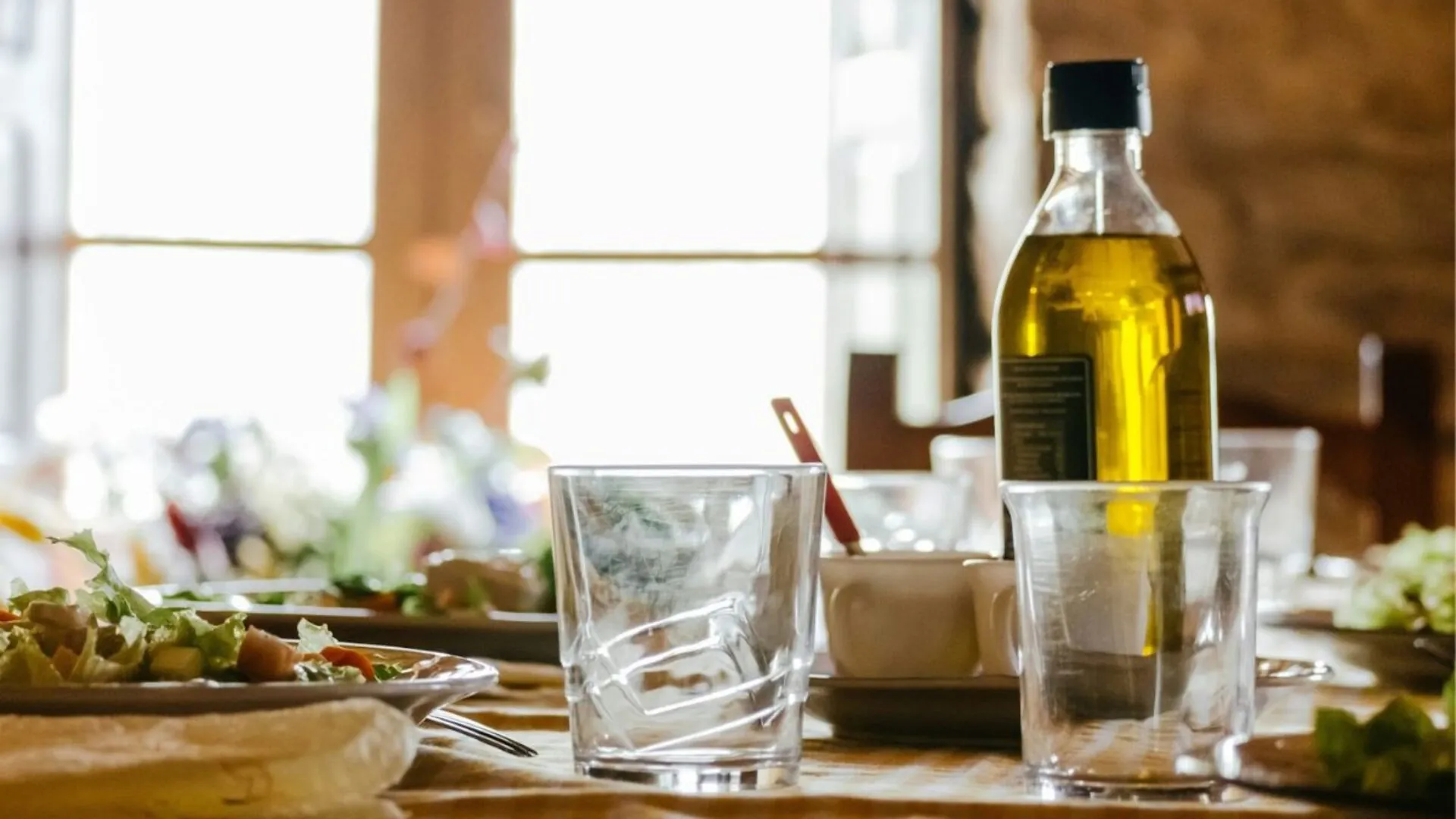 Olive oil on a table