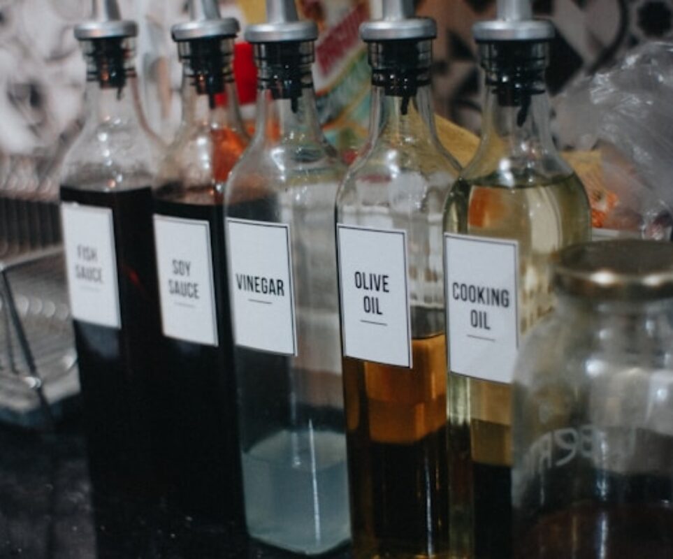 Olive oil and vinegar bottles