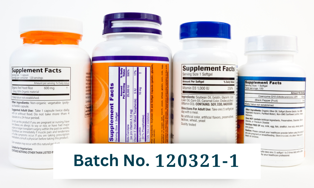 Batch number on product label